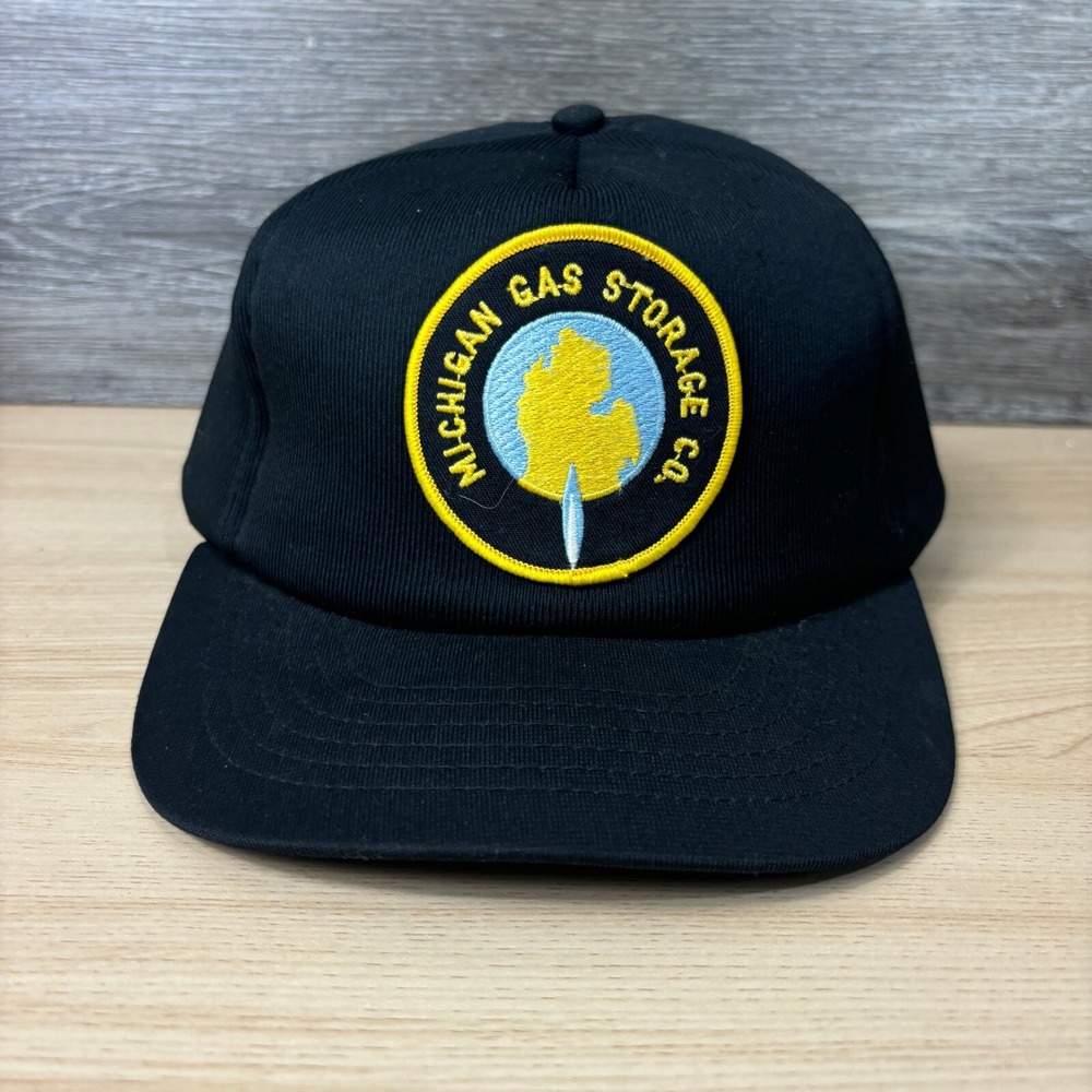 Vintage Michigan Hat Cap Snapback Black Foam Trucker‎ Gas Storage Saginaw USA